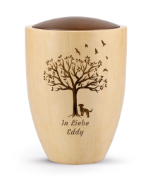 Preview: Tierurne Timber mit Hundemotiv und Gravur